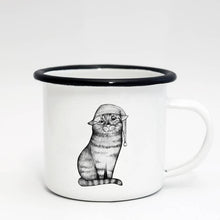 Laden Sie das Bild in den Galerie-Viewer, Tasse Emaille - Gute Nacht Katze